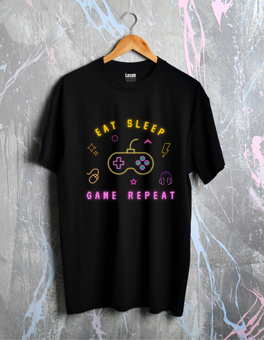 Eat sleep game repeat Unisex Half Sleeve T-shirt