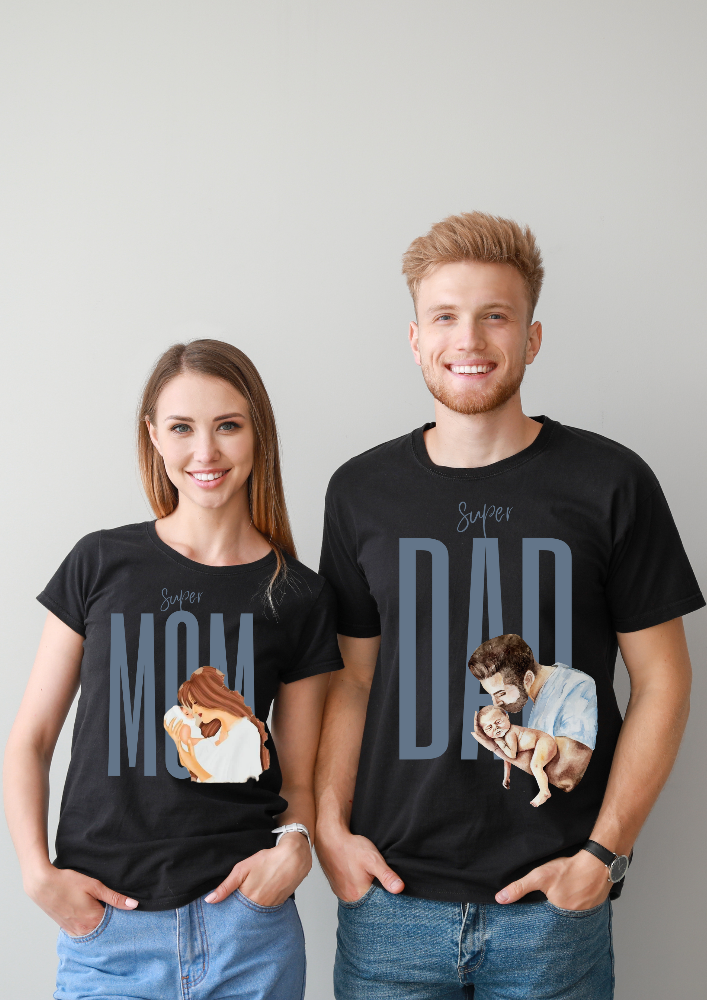 Mom & Dad 2 Couple Regular Fit Half-Sleeve T-Shirt