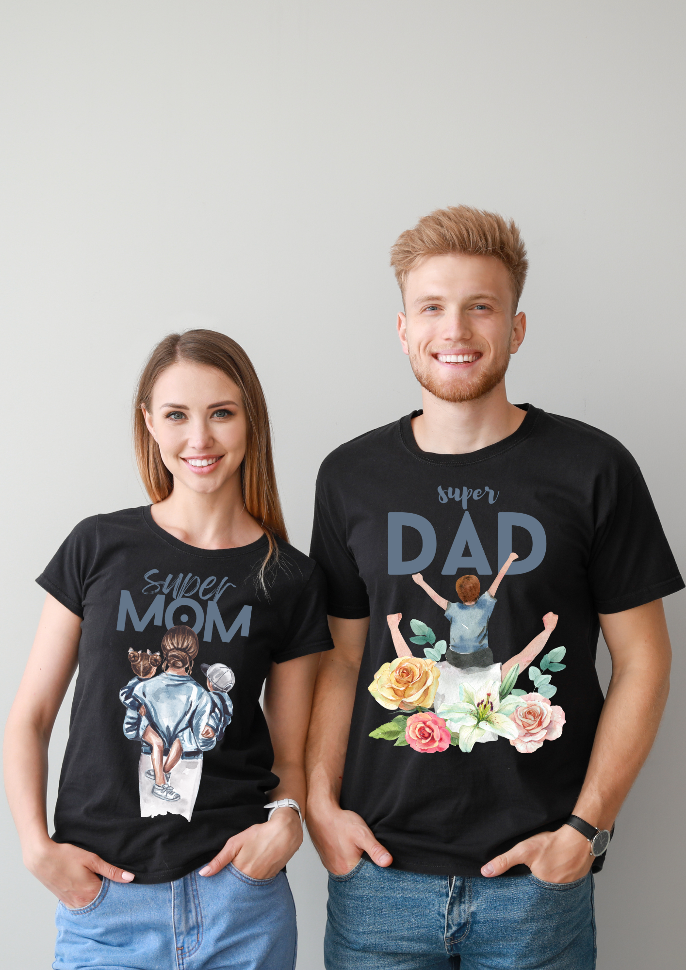 Mom & Dad 3 Couple Regular Fit Half-Sleeve T-Shirt