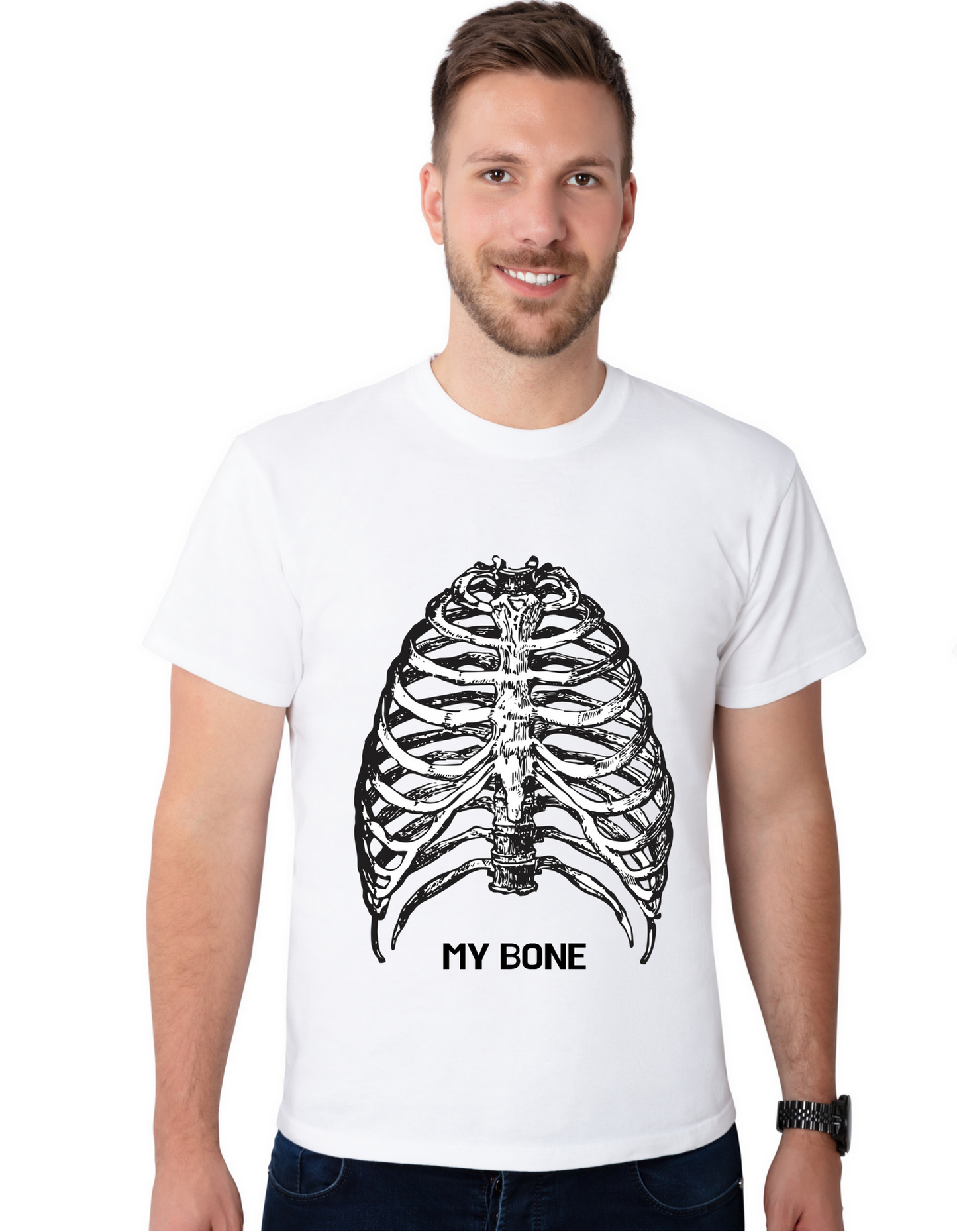 Bone Half Sleeve T-shirt for Men