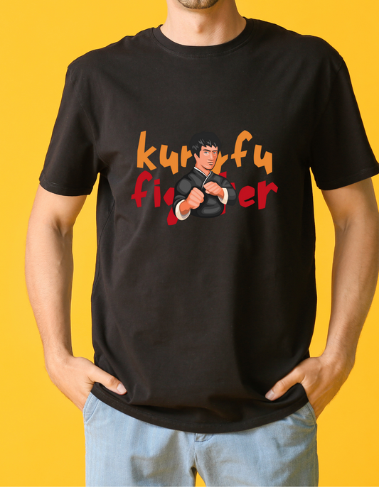 Kung Fu Fighter Half Sleeve T-shirt for Men