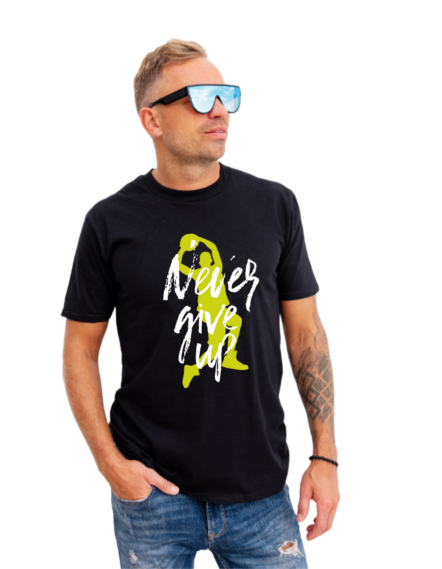 Never give up Half Sleeve T-shirt for Men