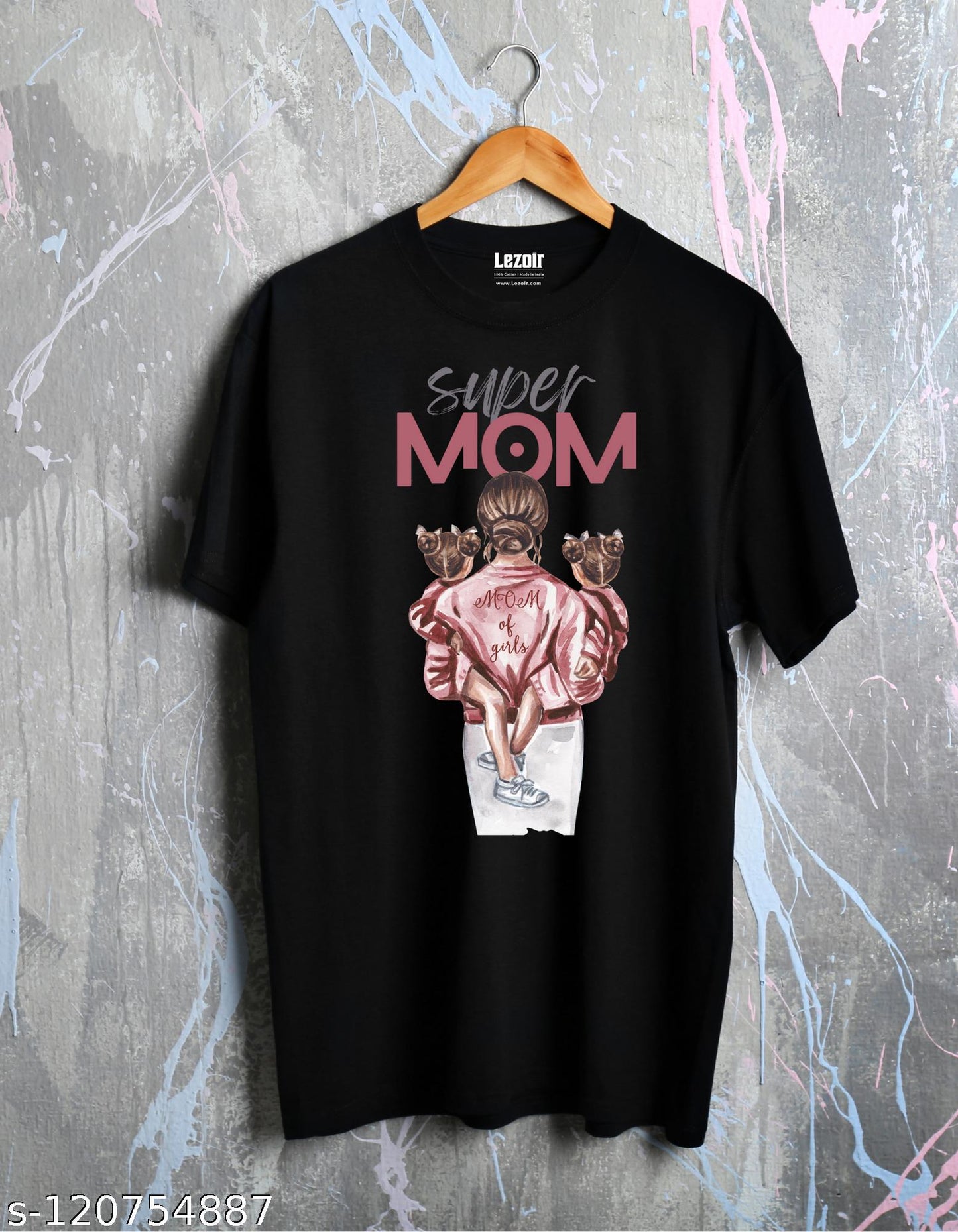 Super Mom Printed Cotton Black Unisex T-Shirt